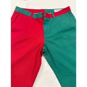 Bonobos‎ Mens 36x32 Washed Chinos Slim Straight Red Green Holiday Pants